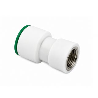Conector plastic pentru teava 1” pe o parte si filet interior metalic de 1” pe cealalta
