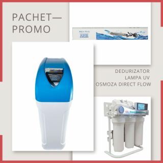 Pachet promo Dedurizator Bluesoft 25 litri, Lampa UV si Osmoza Inversa Direct Flow